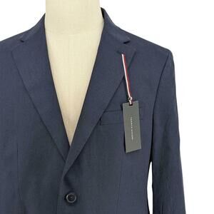 Tommy Hilfiger Men's Modern-Fit Linen Sport Coat Blazer Suit Jacket Blue 42 L